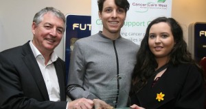 Brian, Kevin and Claire Thornton at the launch of the 2016 Galway Bay swim